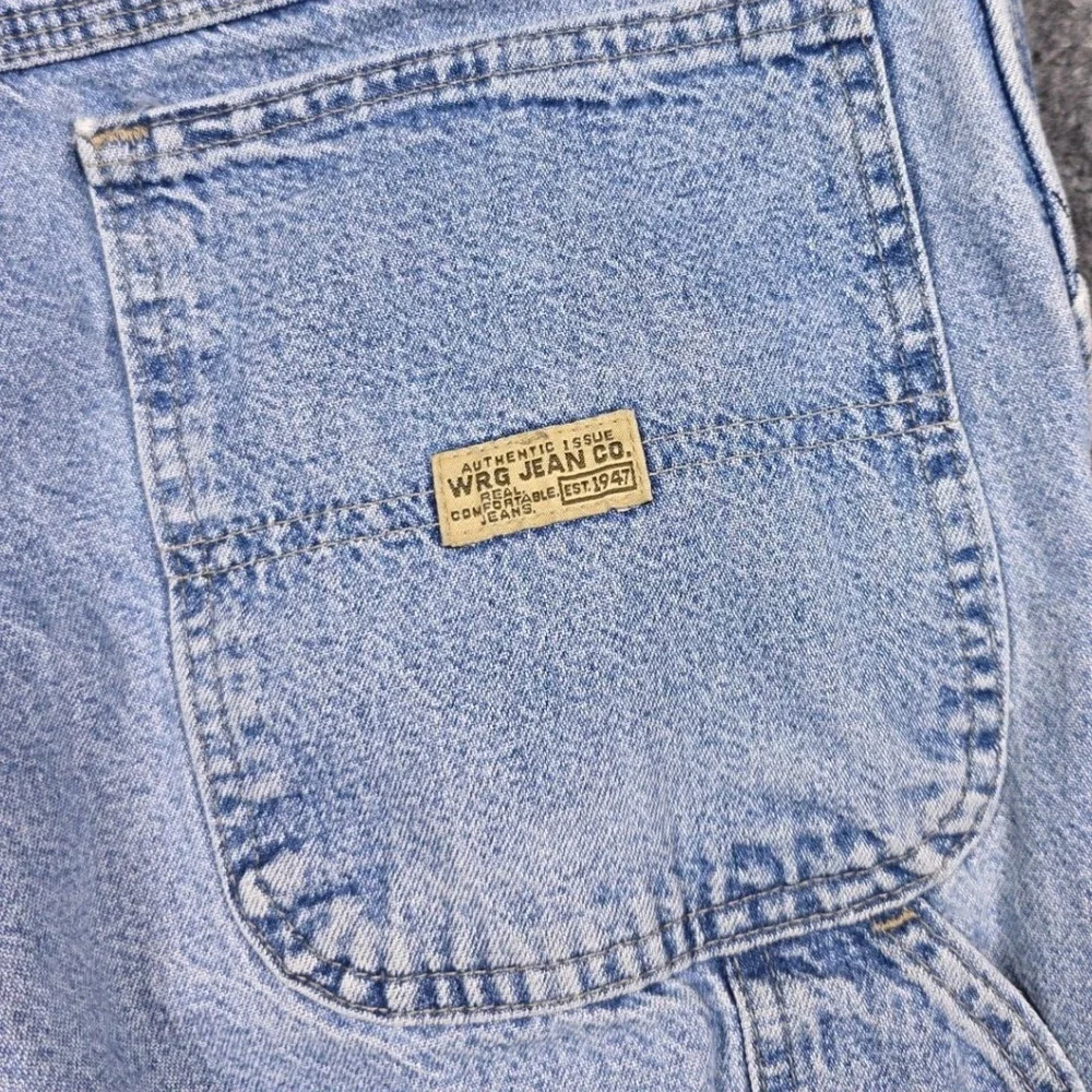 Vintage Wrangler Carpenter Pants Mens 33x32 Blue Light Wash Denim Workwear